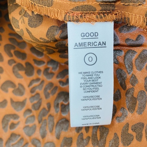 NWT GOOD AMERICAN Brown Black Leopard Print High Waist Sarong Mini Skirt Size 0 - Picture 8 of 8